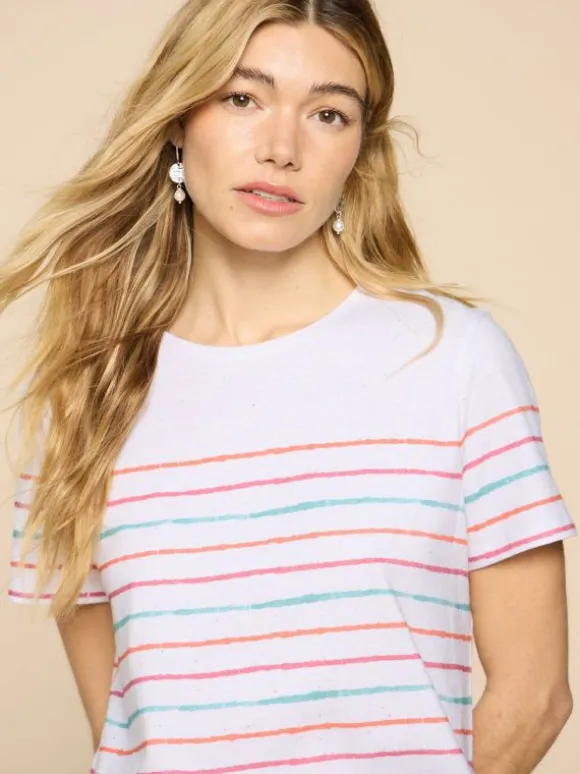 ABBIE STRIPE TEE in IVORY MULTI