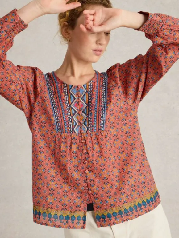 Abigail Embroidered Top in PINK MULTI