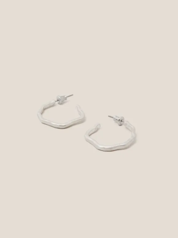 Abstract Hoop Earrings in SILVER TONE METALLIC