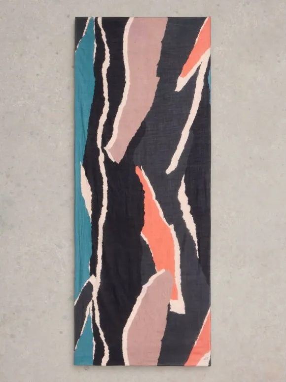 Abstract Print Scarf in BLACK MULTI