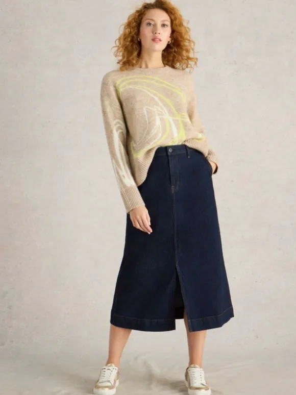 Allie Midi Skirt Denim in DK DENIM