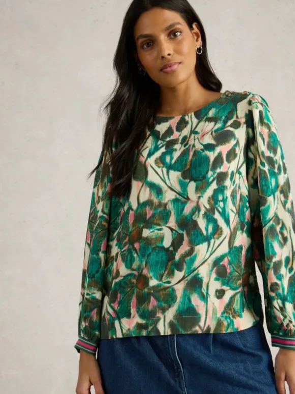 Angie Top  in GREEN PRINT