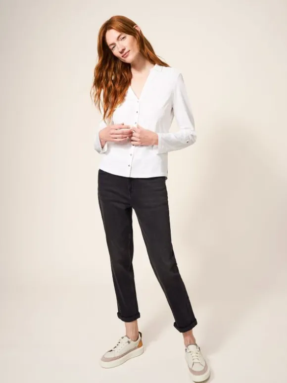 Annie Cotton Jersey Shirt in BRILLIANT WHITE