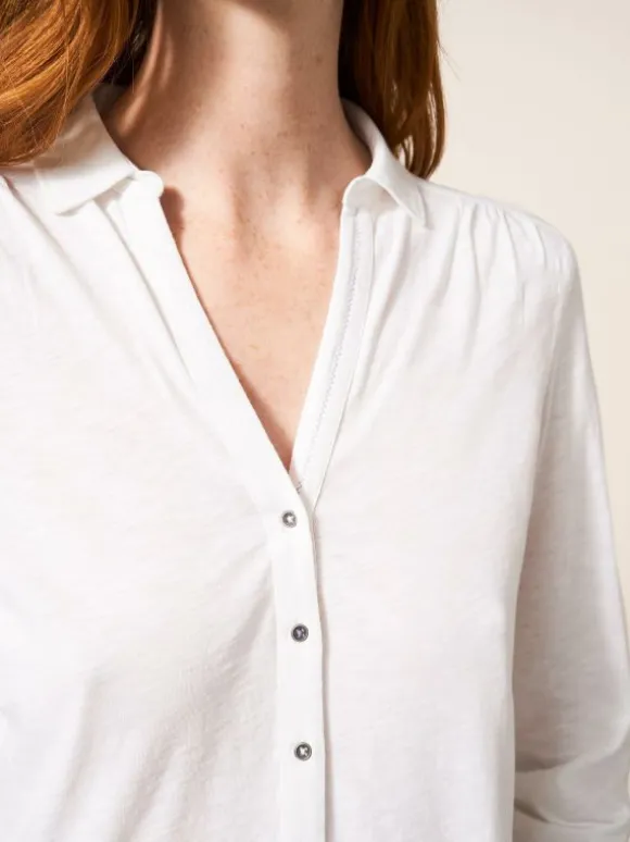 Annie Cotton Jersey Shirt in BRILLIANT WHITE