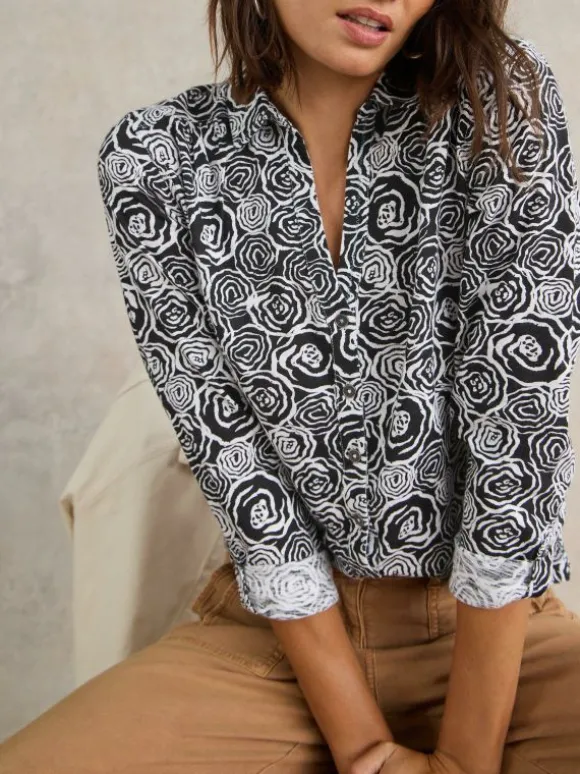 ANNIE COTTON SHIRT in BLACK PRINT