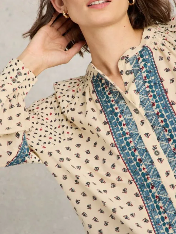 Ari Embroidered Shirt in IVORY MULTI