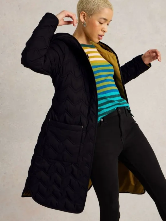 Arlet Quilted Coat in PURE BLACK