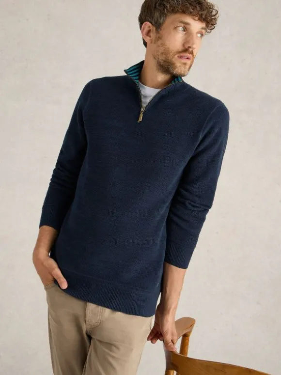 Attadale Funnel Neck Jumper in DARK NAVY