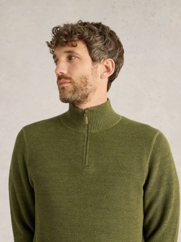 Attadale Funnel Neck Jumper in KHAKI GREEN