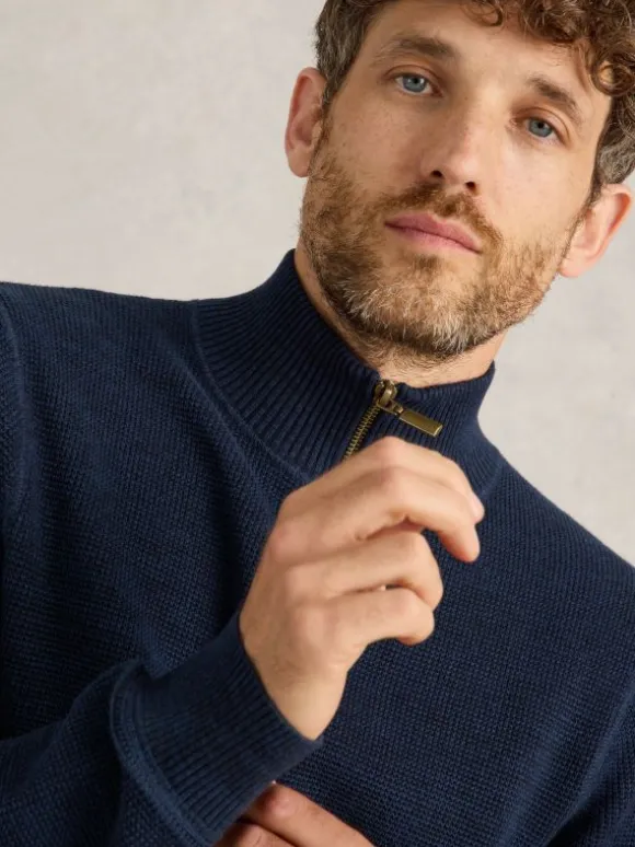 Attadale Funnel Neck Jumper in DARK NAVY