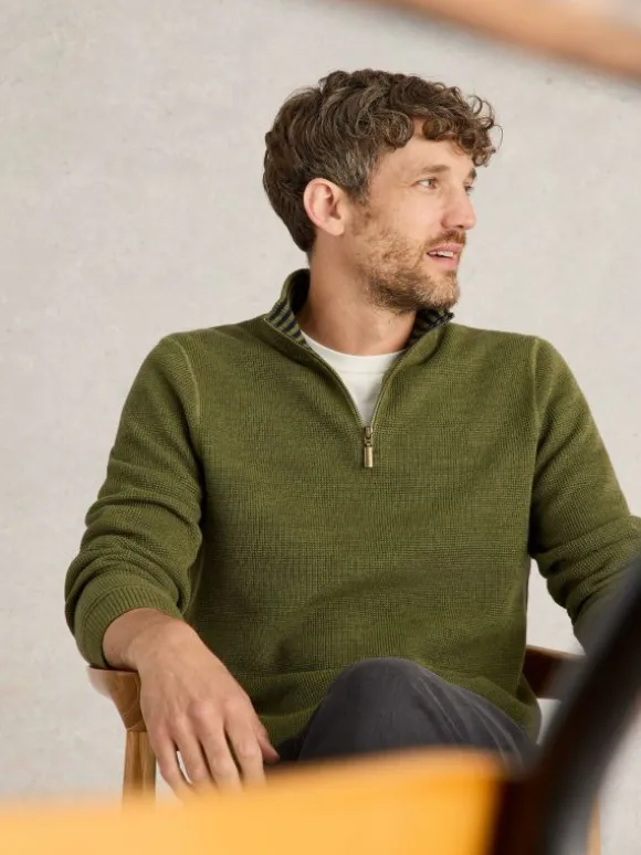 Attadale Funnel Neck Jumper in KHAKI GREEN