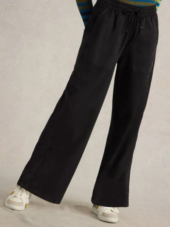 Ava Wide Leg Jersey Jogger  in PURE BLACK