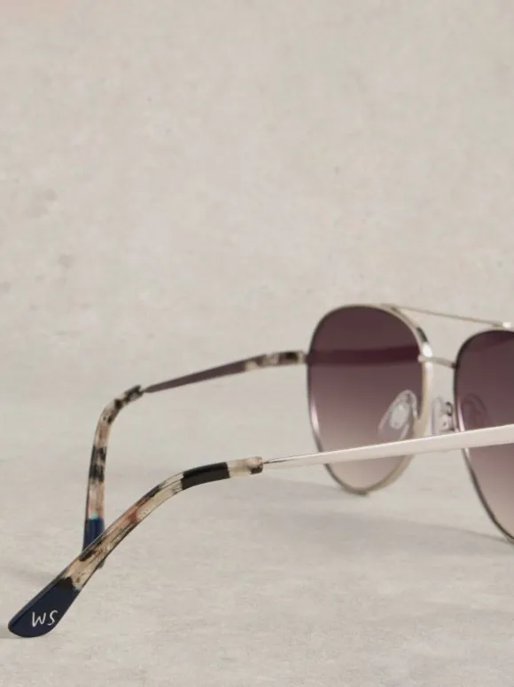 Aviator Sunglasses in SILVER TONE METALLIC