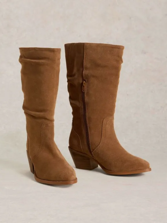 Azalea Mid Slouch Suede Boot in MID TAN