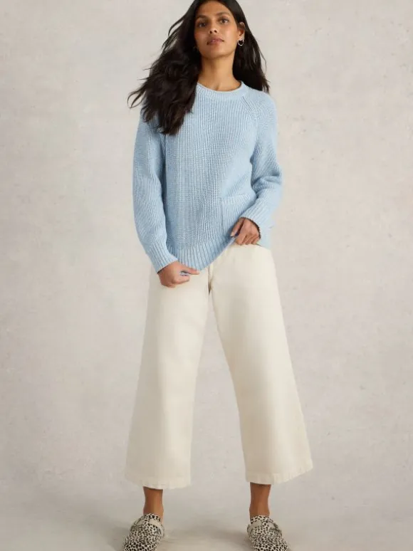 BAILEY COTTON JUMPER in MID BLUE