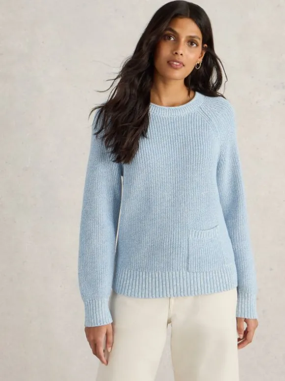 BAILEY COTTON JUMPER in MID BLUE