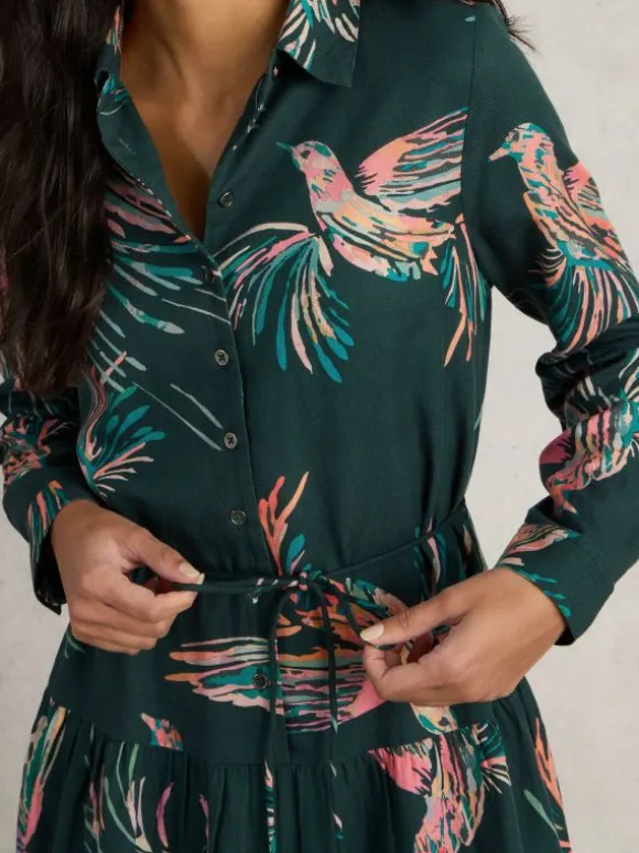 Beatrice Shirt Dress in GREEN PRINT