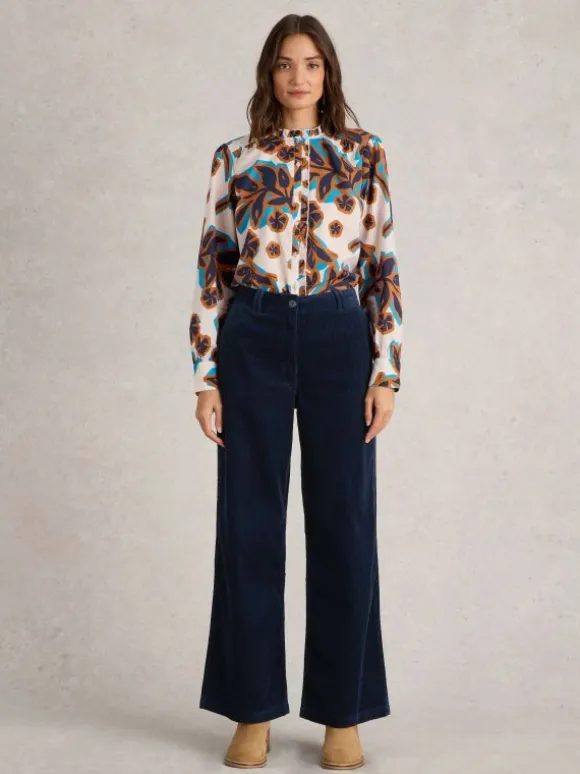 Belle Cord Wide Leg Trouser in DARK NAVY