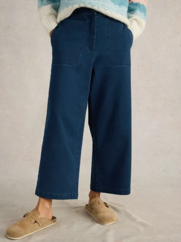 Belle Jersey Wide Leg Crop in DK DENIM