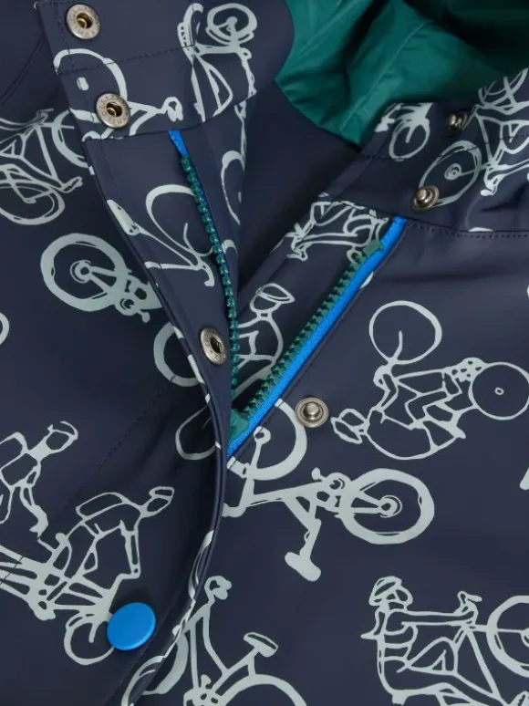 Bike Printed Raincoat in NAVY PRINT