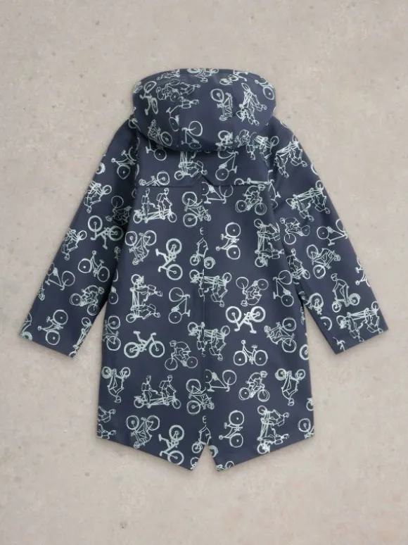 Bike Printed Raincoat in NAVY PRINT