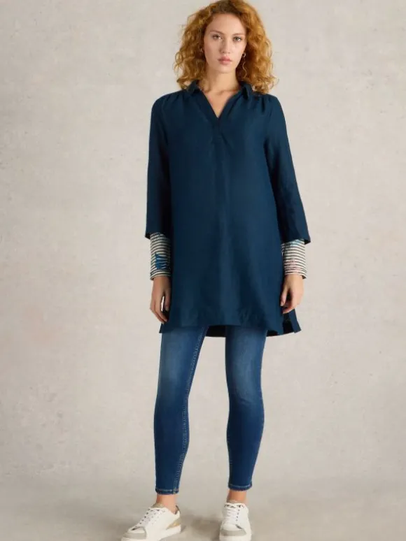 Blake Linen Tunic in DARK NAVY