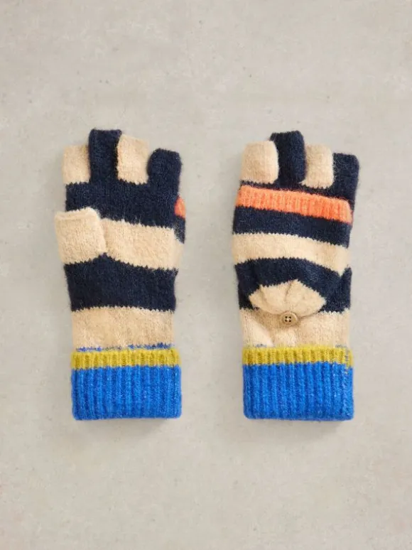 Block Stripe Flip Mitt in NATURAL MULTI