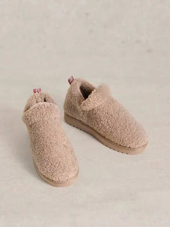 Borg Slipper Bootie in DARK NATURAL