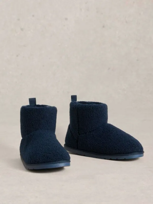 Borg Slipper Boots in NAVY MULTI