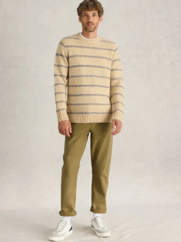 Breton Stripe Crew Neck Jumper in NATURAL MULTI