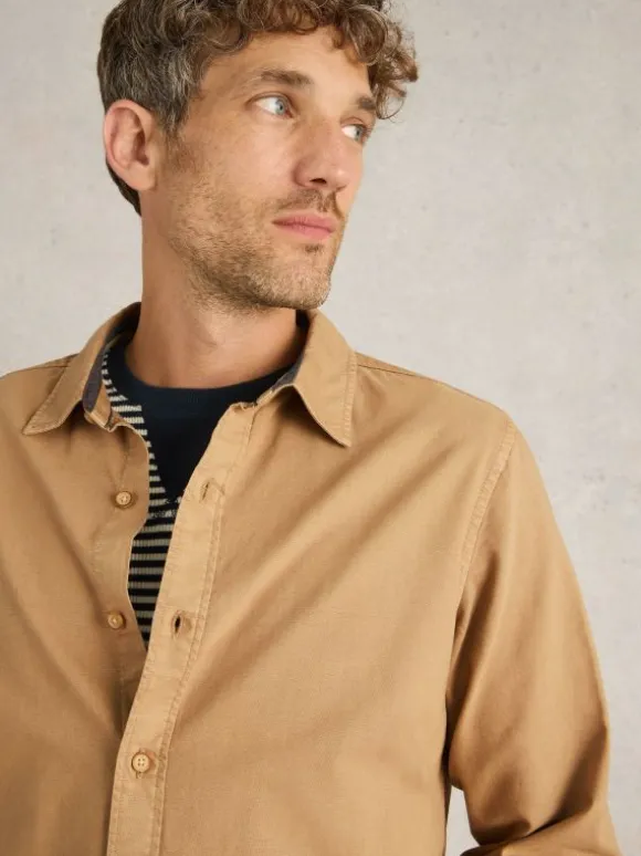 Bruton Oxford Collared Shirt in LIGHT TAN