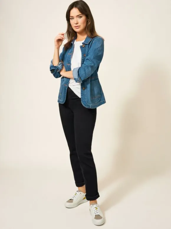 Carrie Denim Cotton Jacket in MID DENIM