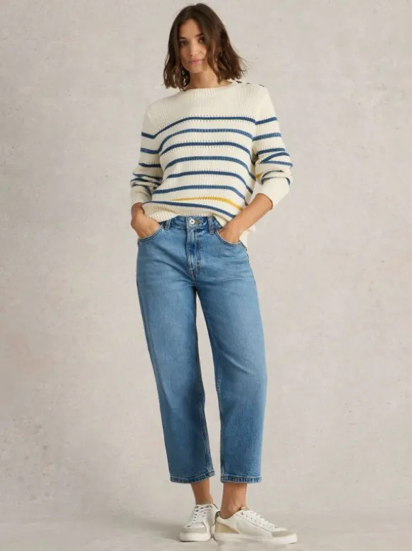 Charlie Straight Crop Jean in MID DENIM