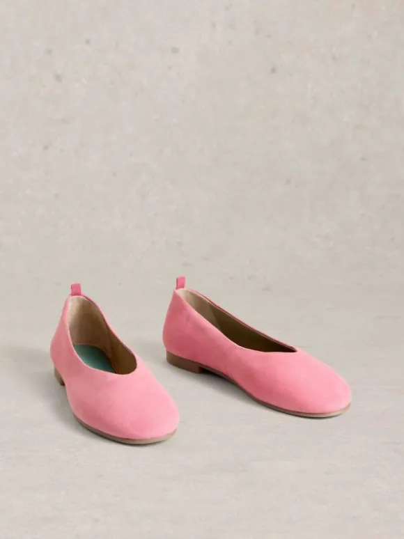 Cheri Leather Ballerina Pump in MID PINK