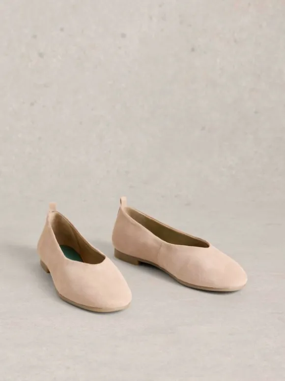 Cheri Leather Ballerina Pump in LIGHT NATURAL