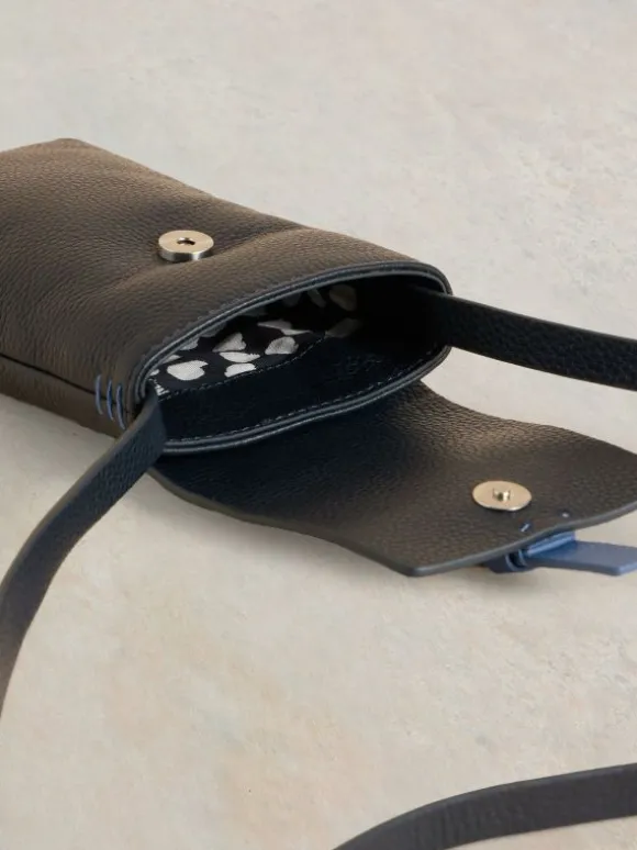 Clara Buckle Leather Phone Bag in FRENCH NAVY