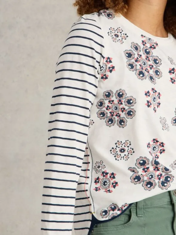 CLARA LONG SLEEVE TEE in NATURAL PRINT