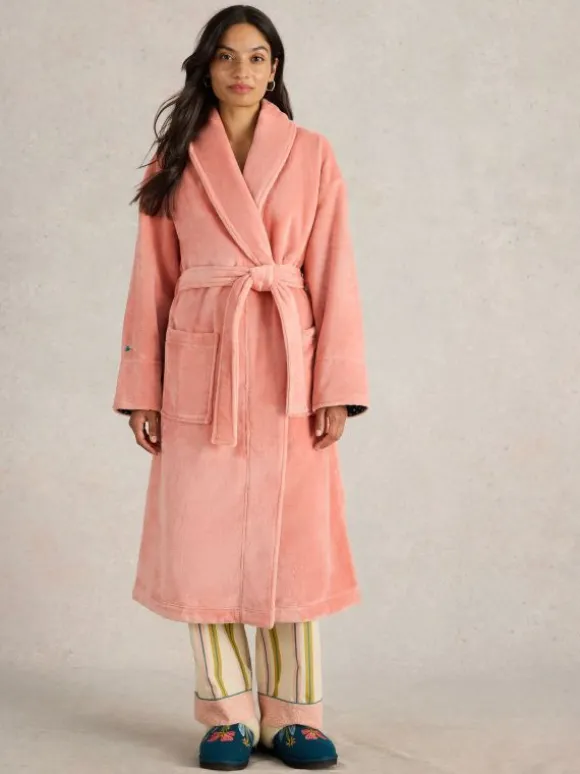 Clover Cosy Dressing Gown in MID PINK