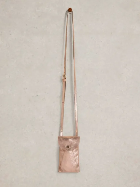 Coco Leather Phone Bag in GOLD TONE METALLIC