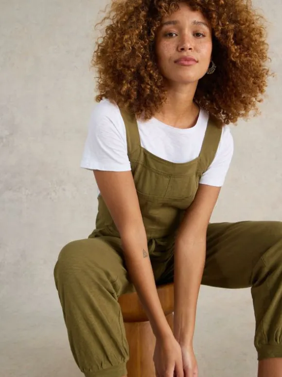 Daphne Jersey Dungaree in KHAKI GREEN