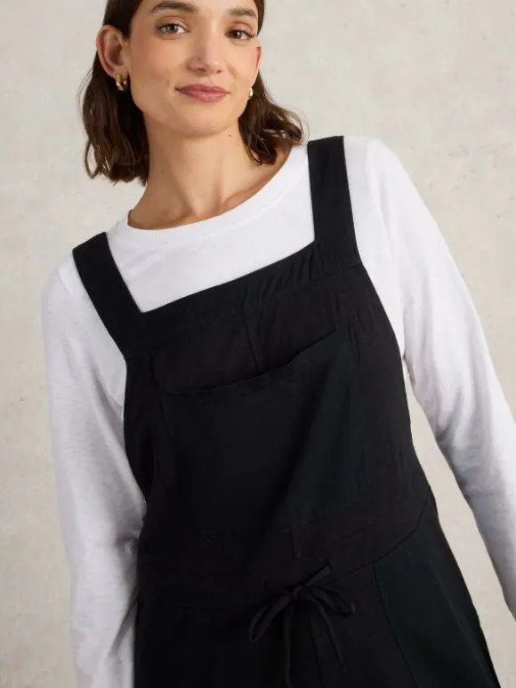 Daphne Jersey Dungaree in PURE BLACK