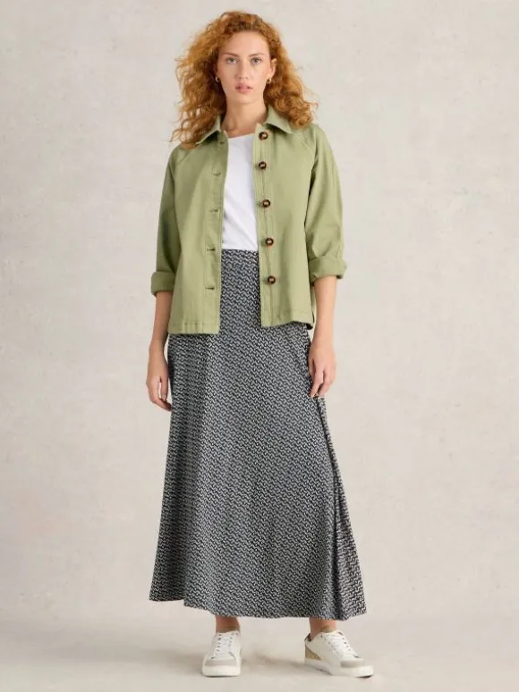 Eden Denim Collared Jacket in LIGHT GREEN