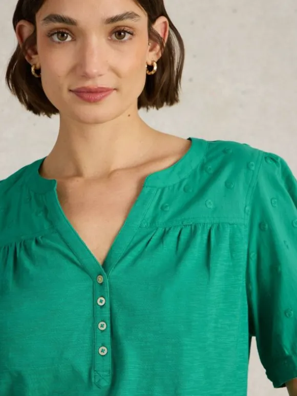 ELLIE BRODERIE TOP in BRIGHT GREEN