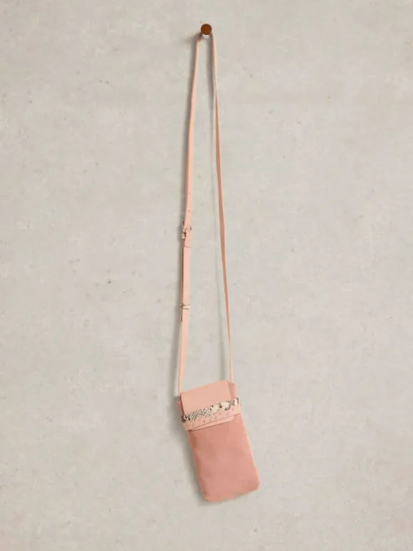 Emmy Leather Phone Bag in DUSTY PINK