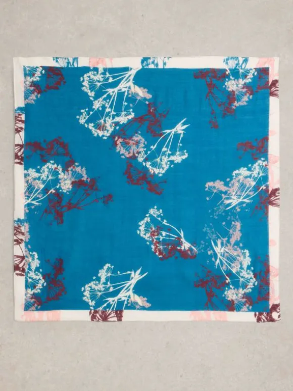 Floral Square Scarf in BLUE MULTI