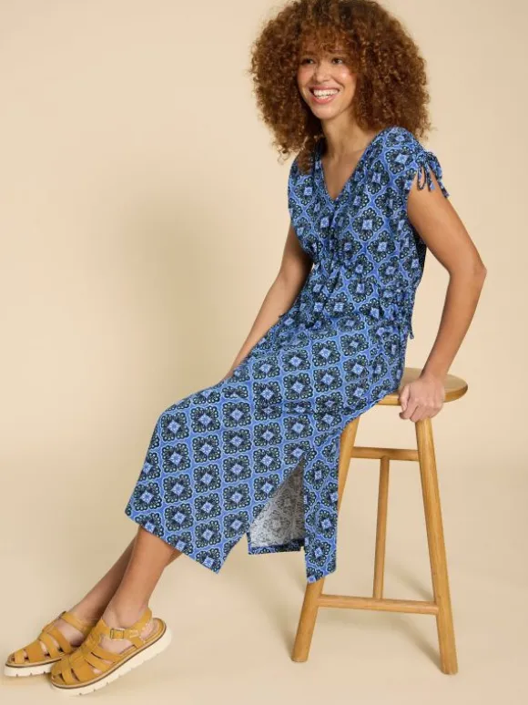 Freya Jersey Beach Dress in BLUE PRINT