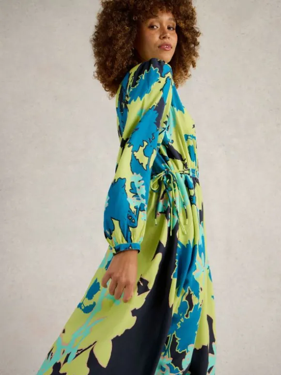 Freya Midi Dress in GREEN PRINT