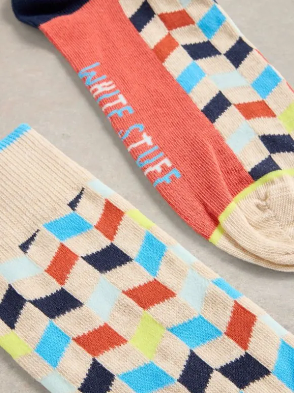 Geometric Ankle Sock in GREY MULTI