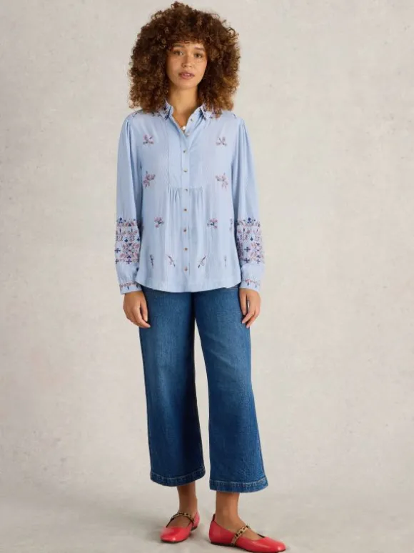 Geri Embroidered Shirt in BLUE MULTI