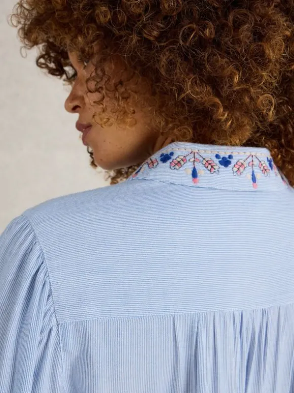 Geri Embroidered Shirt in BLUE MULTI